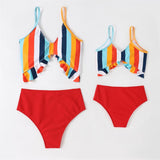 Family Matching Mother Daughter Swimsuits Ruffled Bikini