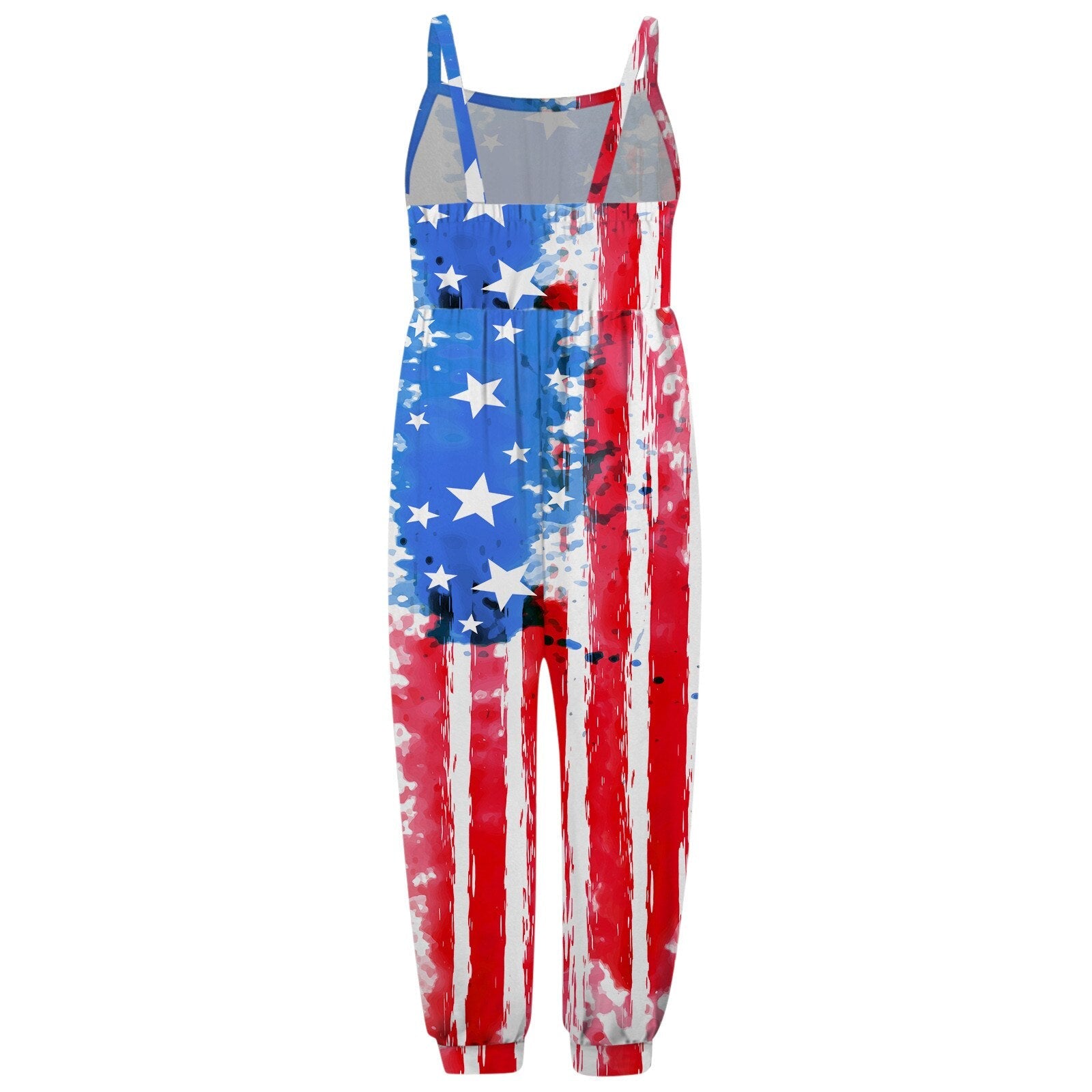 Kids Girl 4th Of July Independence Day Print Sleeveless Jumpsuit Pants