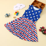 Baby Girls 4th of July Independence Day Sleeveless Stars Striped Dresses