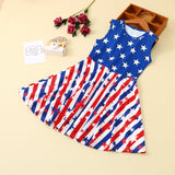 Baby Girls 4th of July Independence Day Sleeveless Stars Striped Dresses