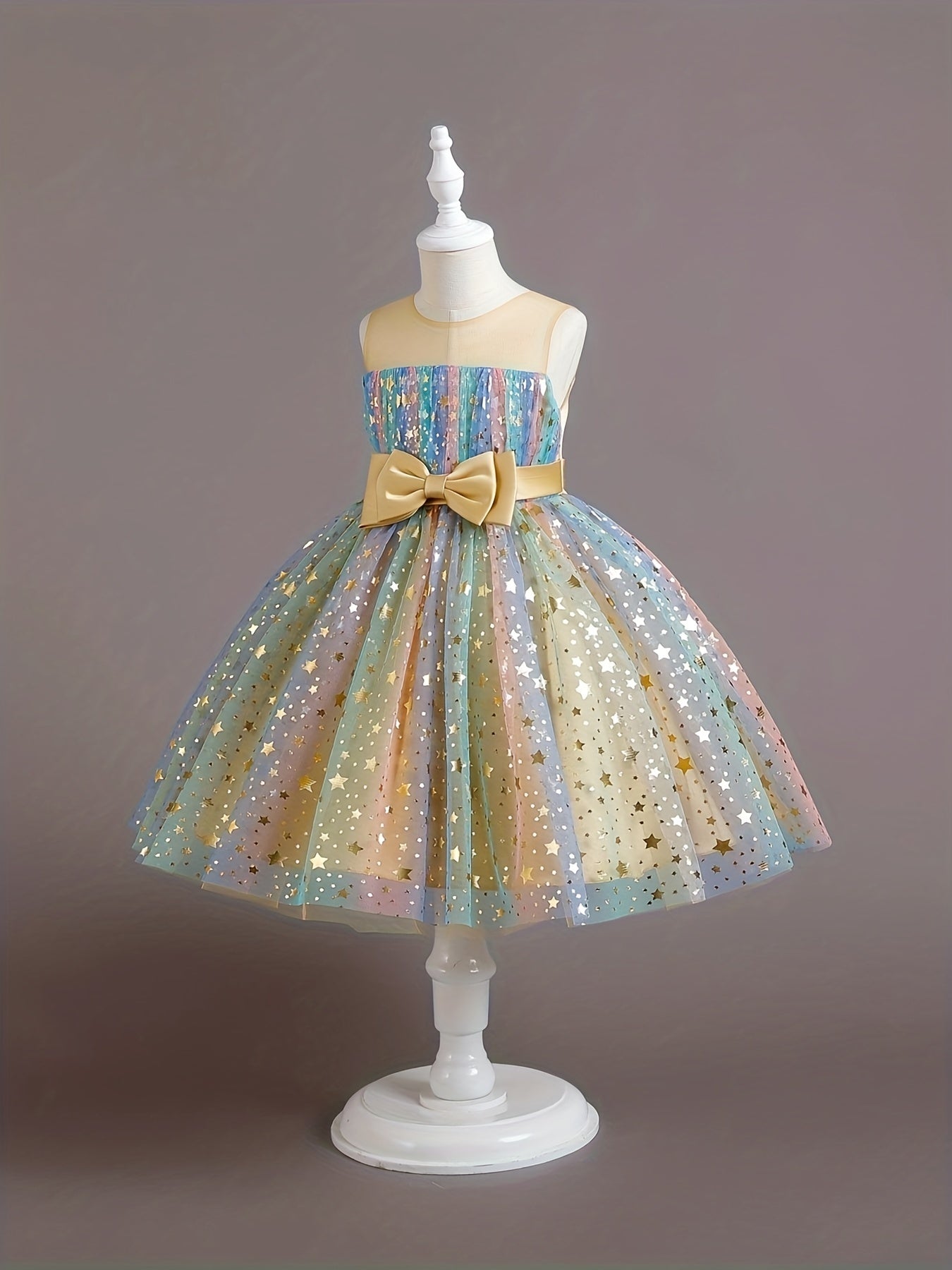 Kid Girl Tutu Sleeveless Princess Flower Bow Tulle Dance Ball Dresses