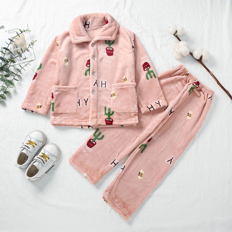 Kid Baby Girl Boy Winter Autumn Thick Loungewear Pajamas