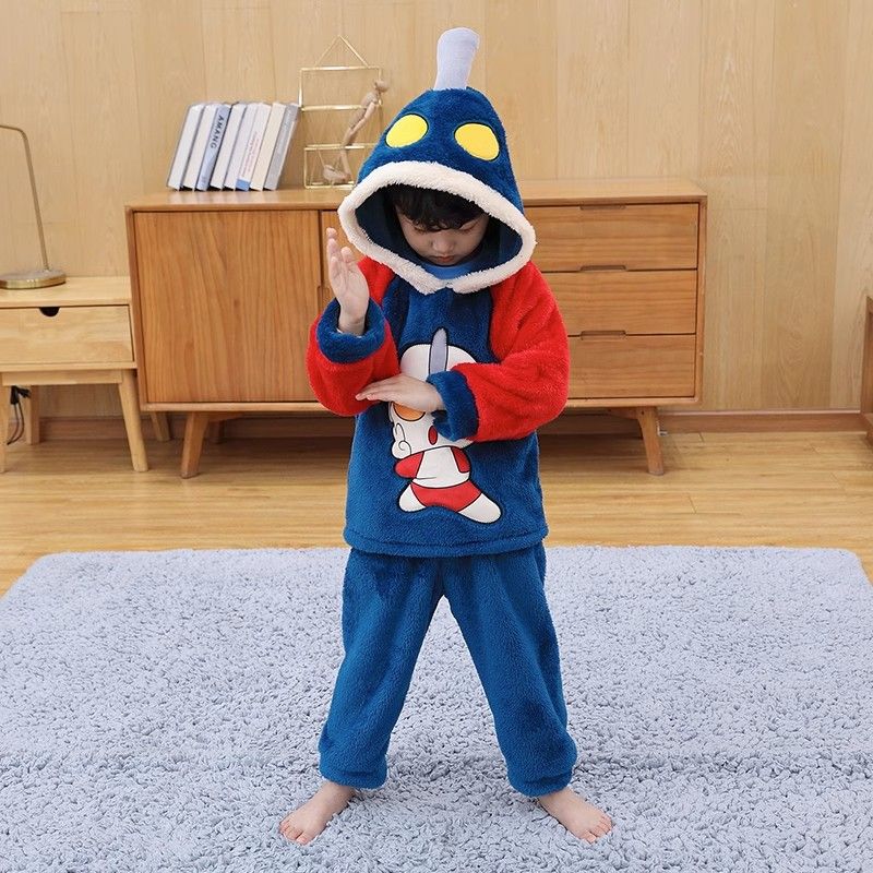 Kid Baby Boy Autumn Winter Plush Thick Pajamas
