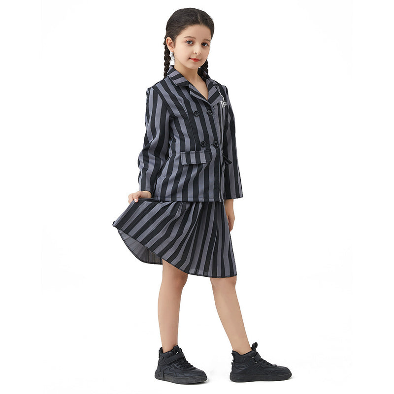 3-8T Kid Halloween Wednesday Black Cosplay Costume