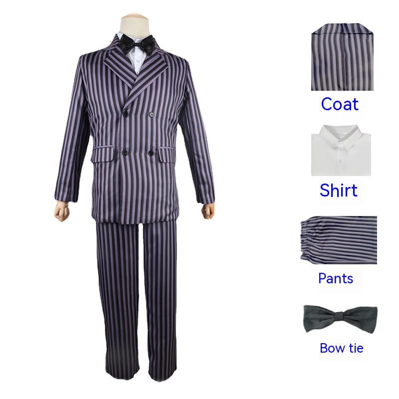 3-10T Kid Boy Wednesday Halloween Striped Cosplay Costume Sets Outfits