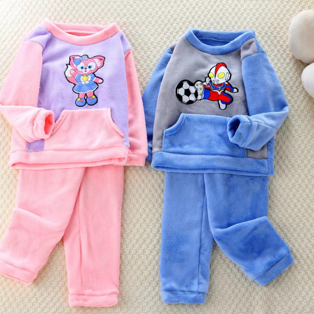Kid Baby Boy Girl Pajamas Thickened Warm Winter Home Suits