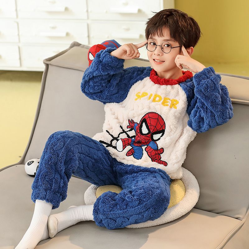 Kid Baby Boy Autumn Winter Plush Thick Pajamas