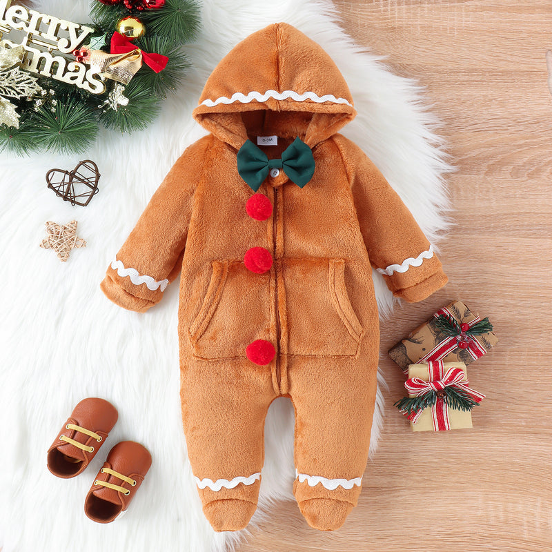 0-2T Baby Christmas Zipper Hooded Jumpsuit Romper
