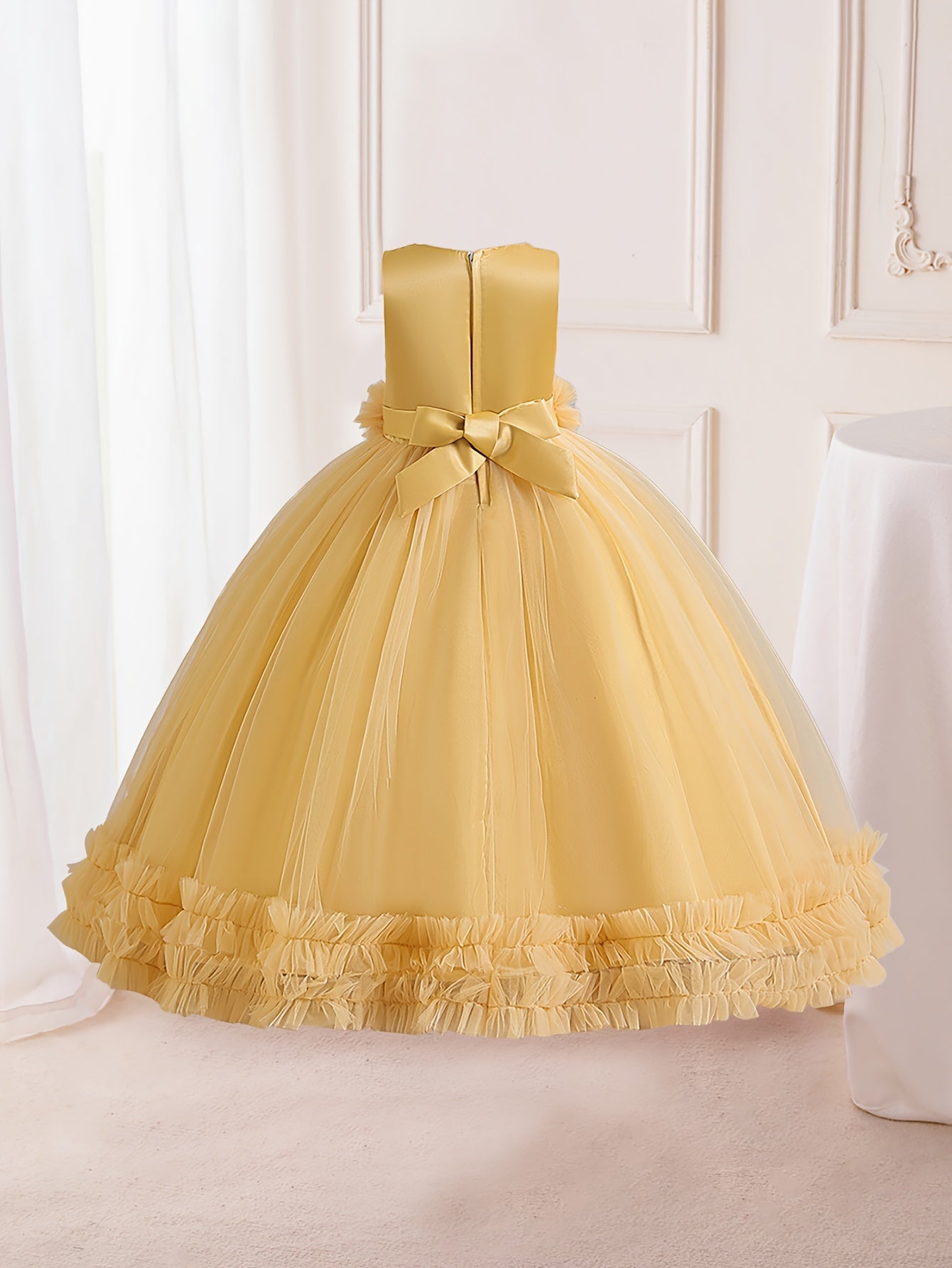 Flower Girl Formal Maxi Grace Tulle Stitching Catwalk Piano Princess Dress