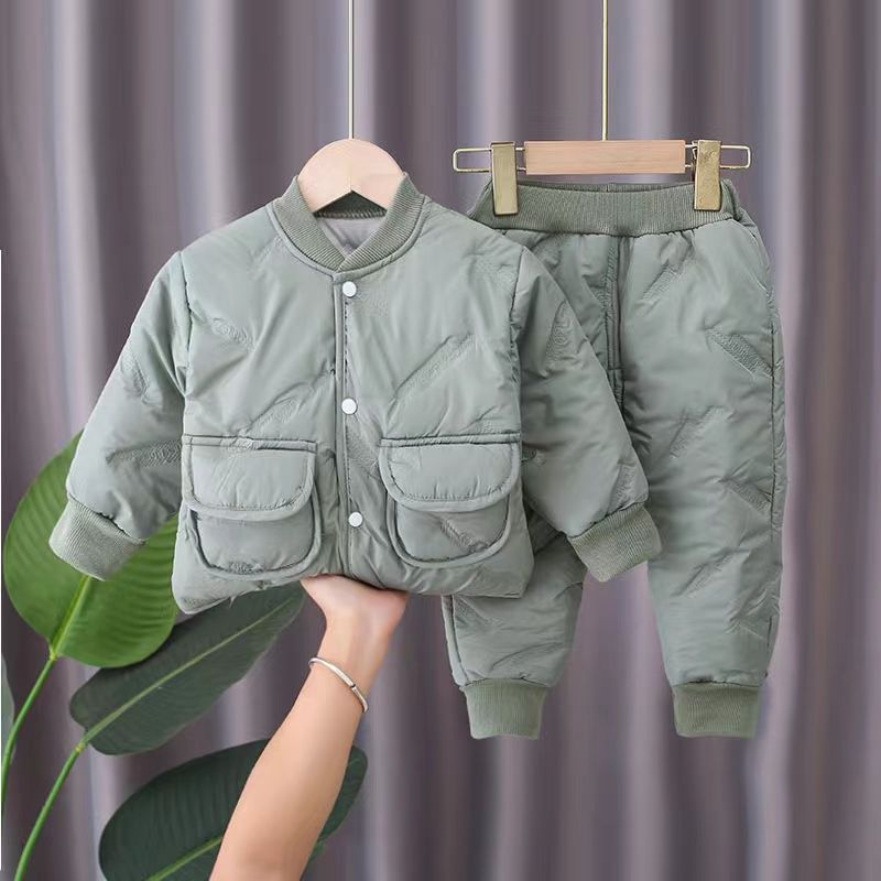 Kid Baby Girl Boy Cotton Suit Autumn Winter 2 Pcs Sets