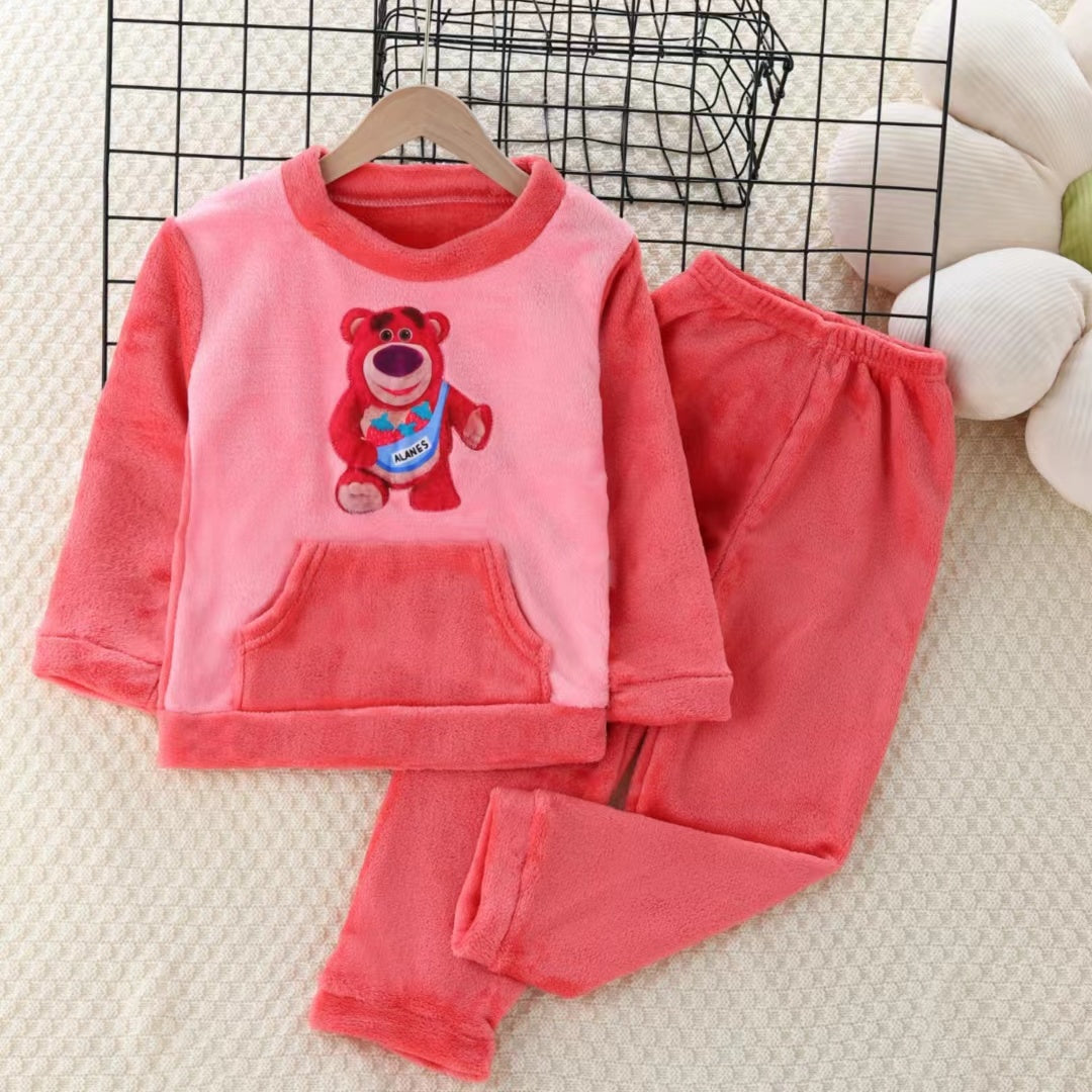 Kid Baby Boy Girl Pajamas Thickened Warm Winter Home Suits
