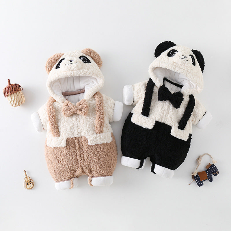 0-2T Baby Winter Thickened Fleece-lined Going Out Romper
