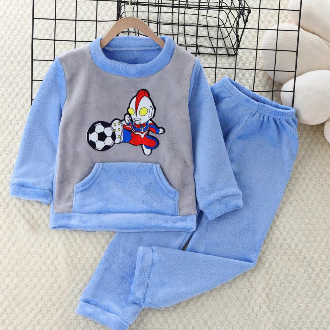 Kid Baby Boy Girl Pajamas Thickened Warm Winter Home Suits
