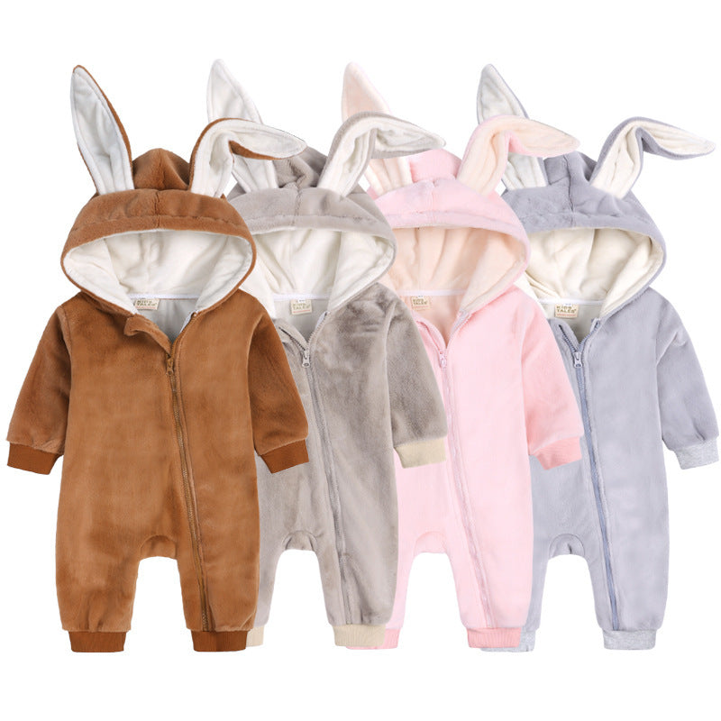 Infant Baby Rabbit Ear Jumpsuit Newborn Warm Romper