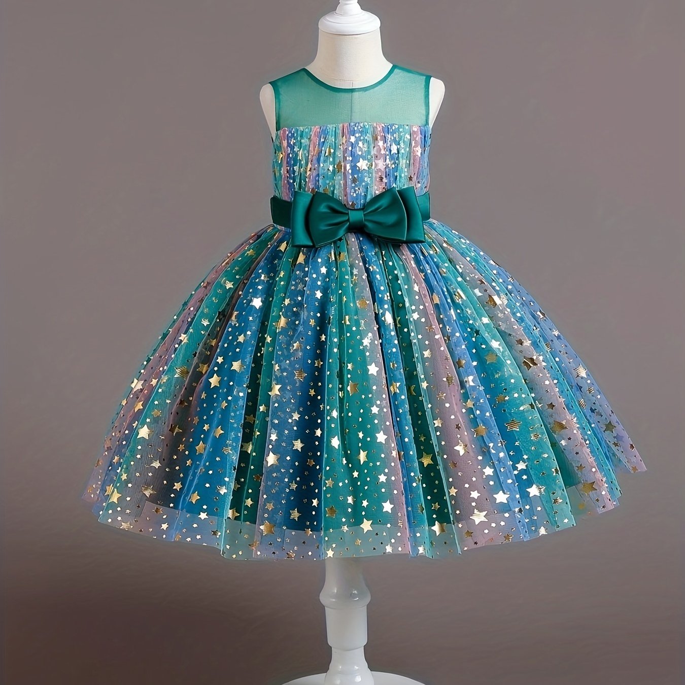 Kid Girl Tutu Sleeveless Princess Flower Bow Tulle Dance Ball Dresses