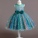 Kid Girl Tutu Sleeveless Princess Flower Bow Tulle Dance Ball Dresses