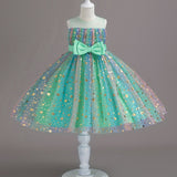 Kid Girl Tutu Sleeveless Princess Flower Bow Tulle Dance Ball Dresses
