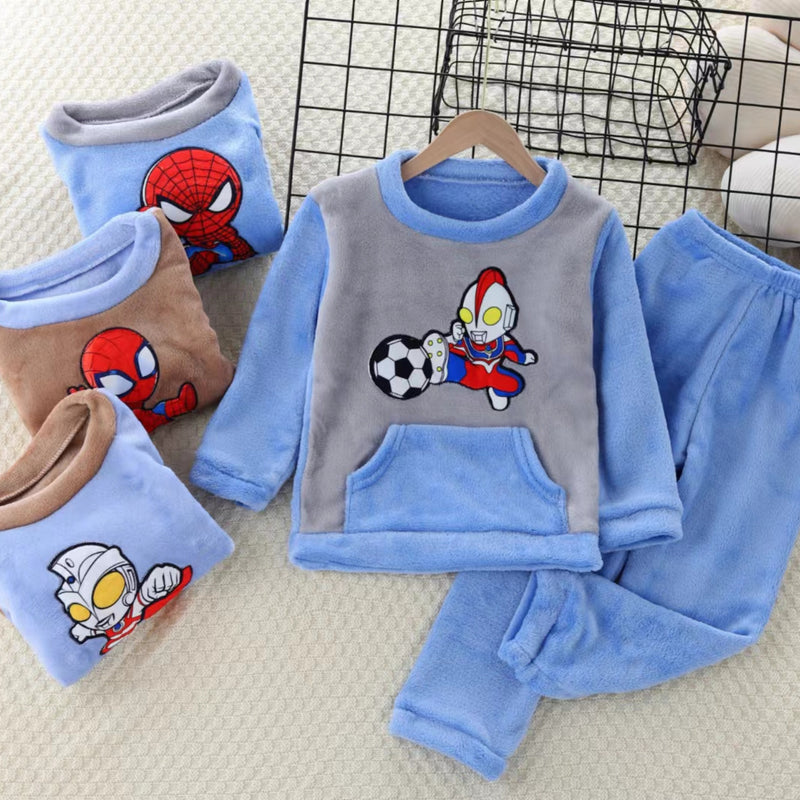 Kid Baby Boy Girl Pajamas Thickened Warm Winter Home Suits