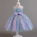 Kid Girl Tutu Sleeveless Princess Flower Bow Tulle Dance Ball Dresses