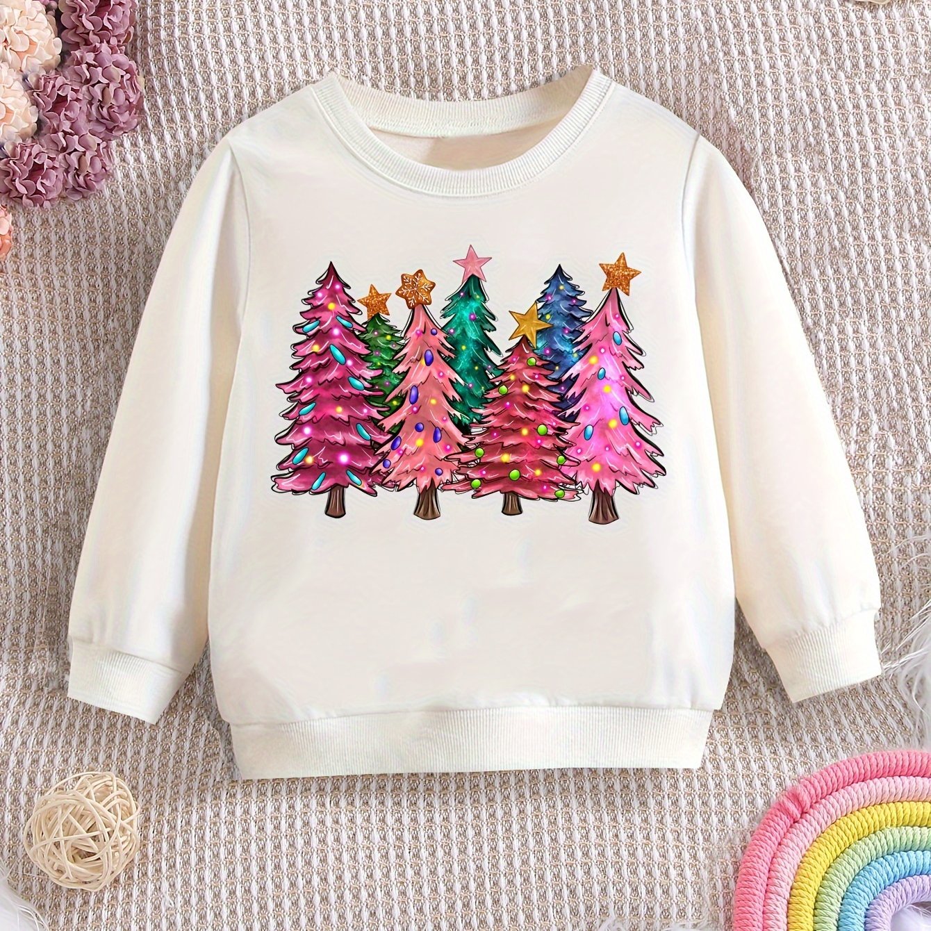 Kid Baby Girl Cozy Christmas Long Sleeve Polyester Sweatshirt