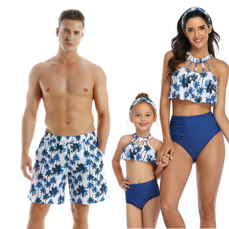 Family Matching Parent-child Swimwear Beach Men  Women Children Swimsuit