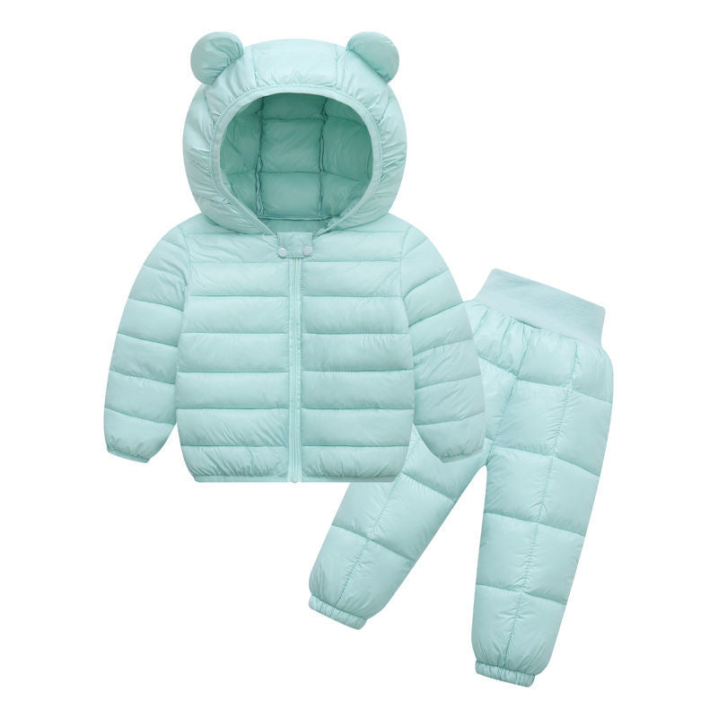 Kid Baby Boy Girl Down Cotton Warm 2 Pcs Sets