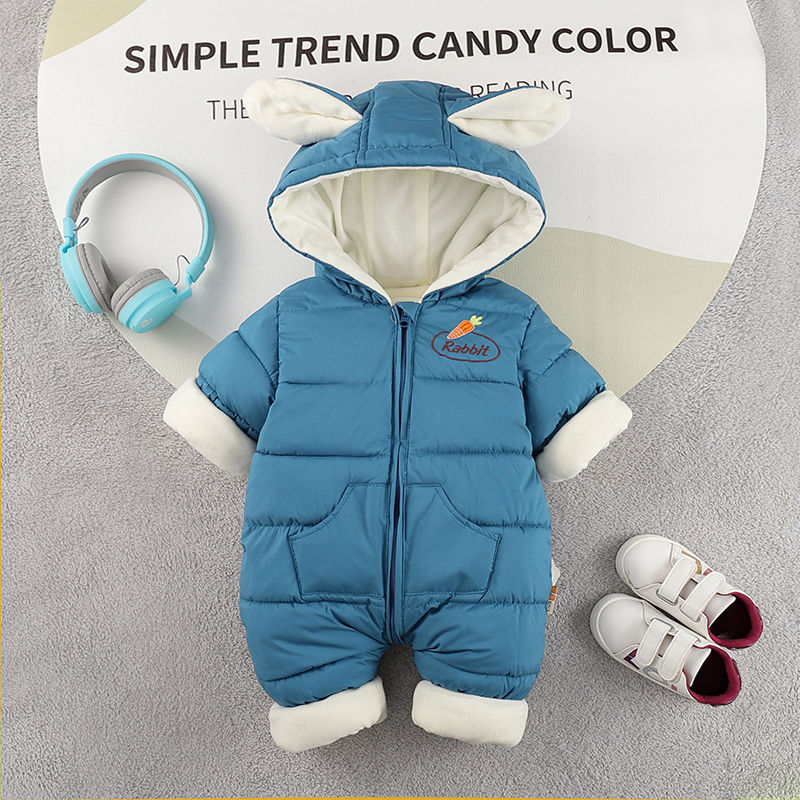 Baby Girl One-piece Down Jacket Fleece Thickened Rompers