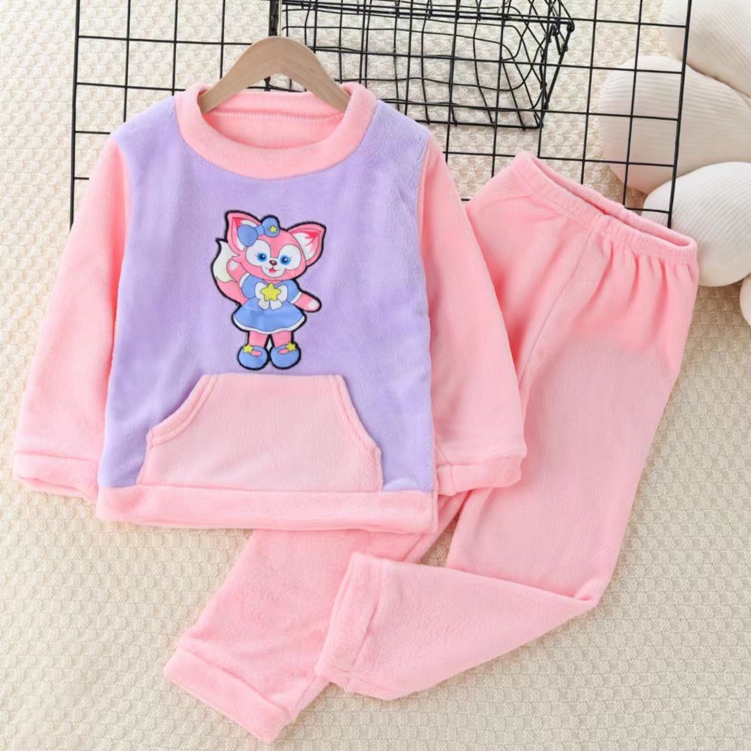 Kid Baby Boy Girl Pajamas Thickened Warm Winter Home Suits