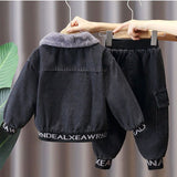 Kid Baby Girls Boys Plush Thick Coyboy Winter 2 Pcs Sets