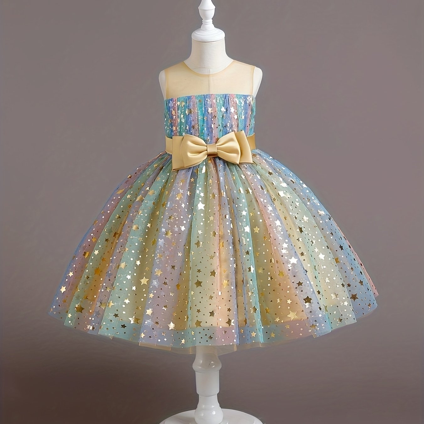 Kid Girl Tutu Sleeveless Princess Flower Bow Tulle Dance Ball Dresses