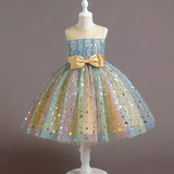 Kid Girl Tutu Sleeveless Princess Flower Bow Tulle Dance Ball Dresses