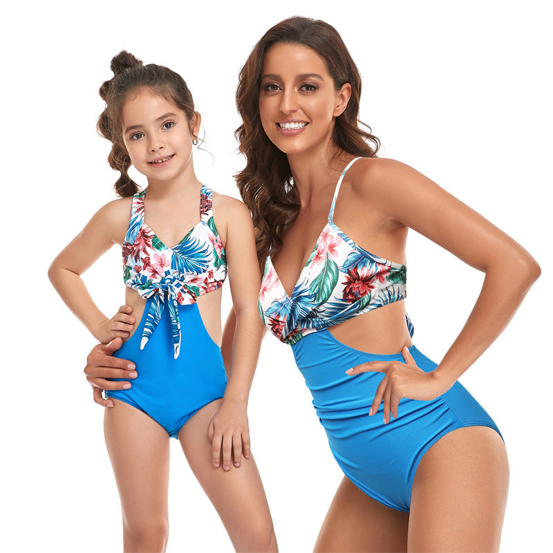 Family Matching Parent-child Midriff One Piece Swimsuit