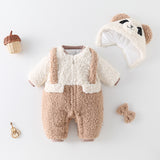 0-2T Baby Winter Thickened Fleece-lined Going Out Romper