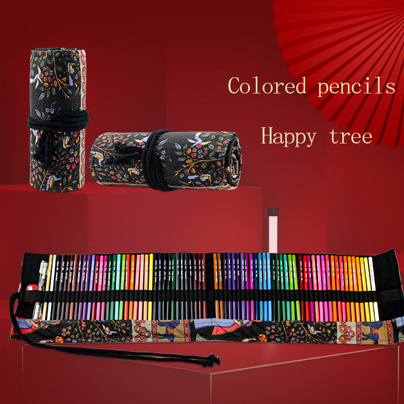 72 Color Pencil Painting with Canvas Cover Professional Sketch Oil Pencil Set