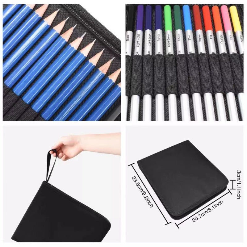 41Pcs Sketching Water Soluble Colored Pencils Set With Portable Zippered Travel Case