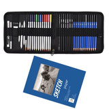 41Pcs Sketching Water Soluble Colored Pencils Set With Portable Zippered Travel Case