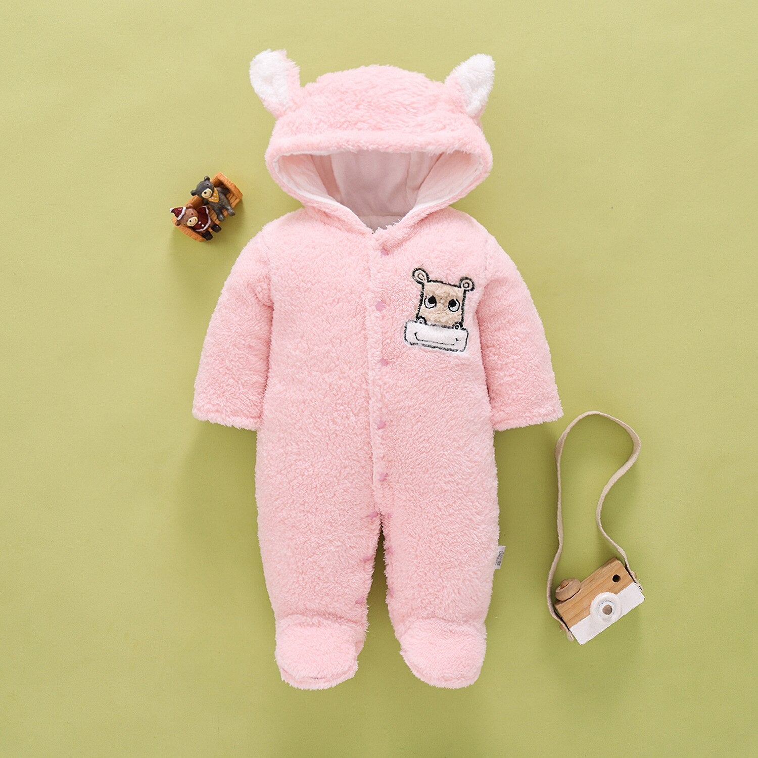 Winter Baby Overalls Fleece Thick Wool Rompers Jumpsuit Infant Clothes