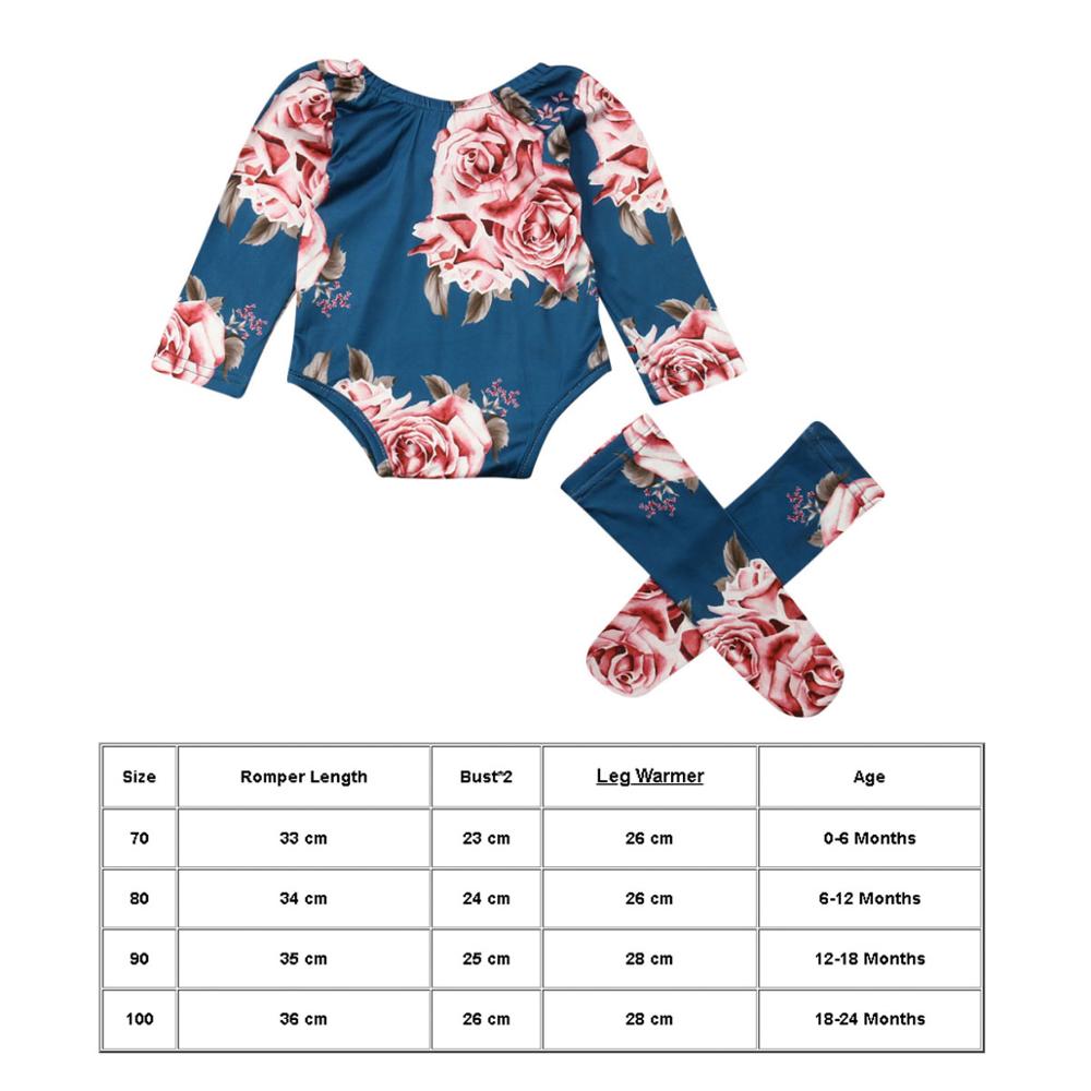 Baby Girls Romper Flower Jumpsuit+Leg Warmers Outfit 0-24M - honeylives