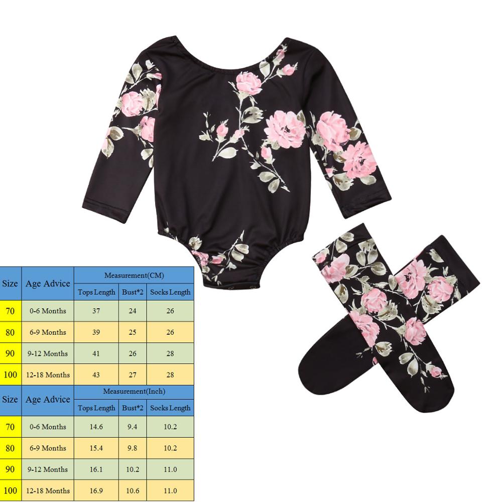 Baby Girls Romper Flower Jumpsuit+Leg Warmers Outfit 0-24M - honeylives