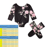 Baby Girls Romper Flower Jumpsuit+Leg Warmers Outfit 0-24M - honeylives