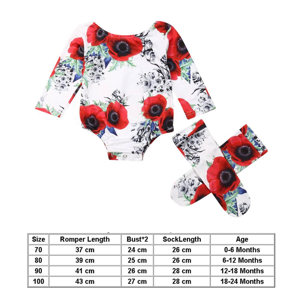 Baby Girls Romper Flower Jumpsuit+Leg Warmers Outfit 0-24M - honeylives