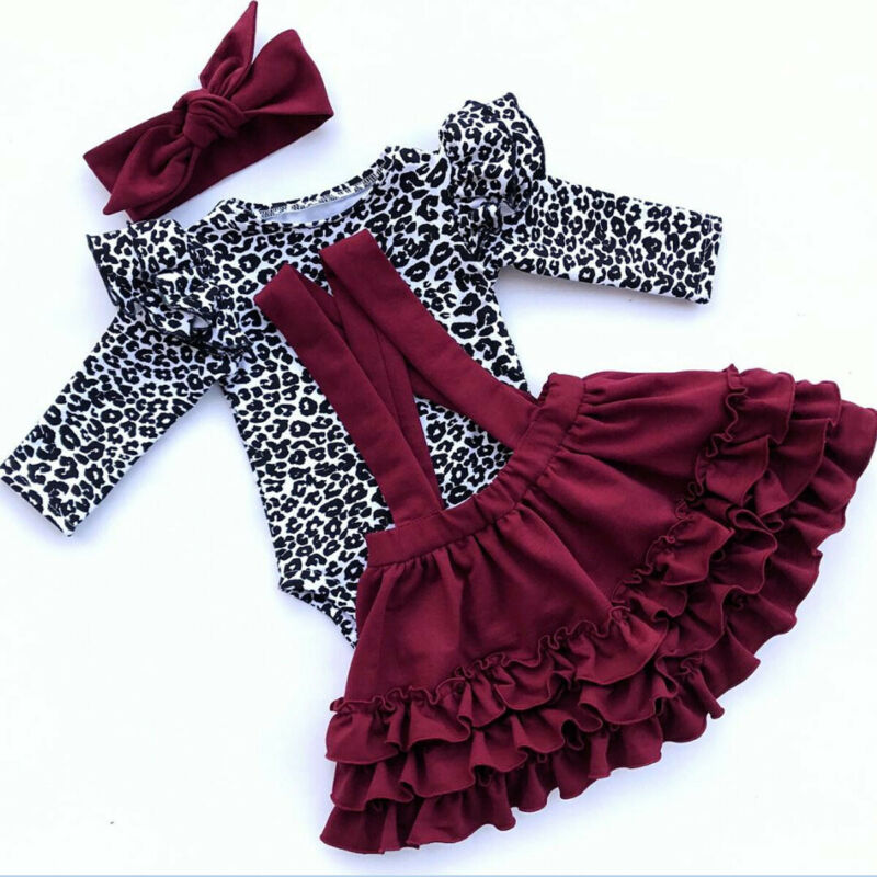 Baby Mädchen Leopard Set Valentine Langarm Rüschen 2 Stück 0-24M