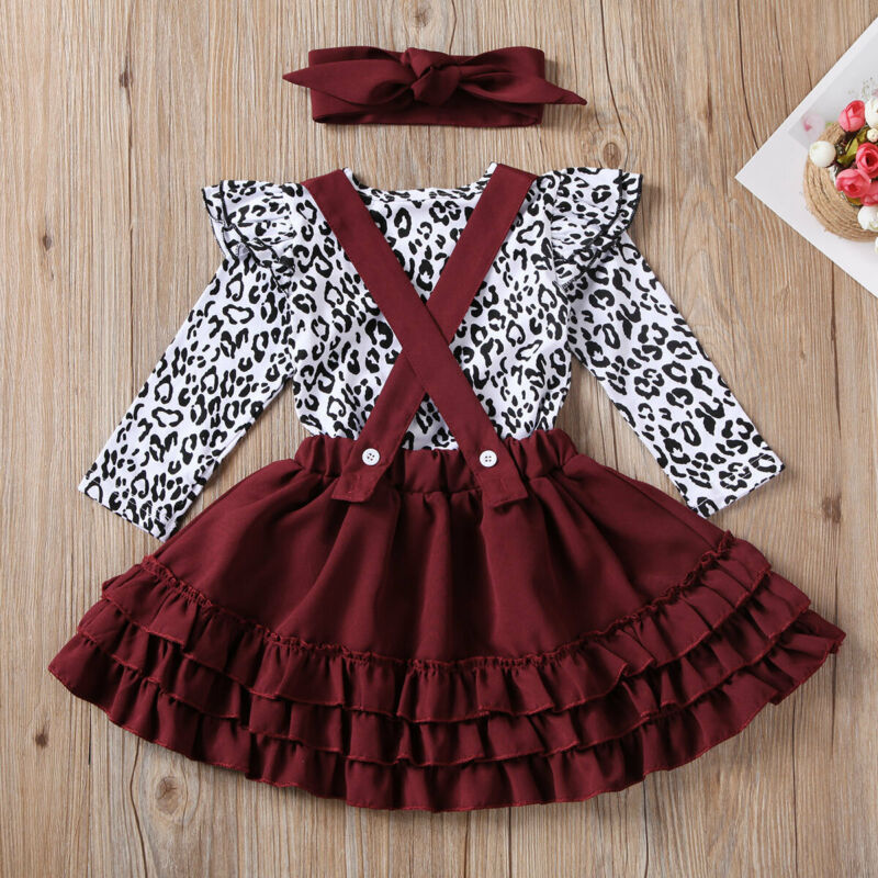 Baby Mädchen Leopard Set Valentine Langarm Rüschen 2 Stück 0-24M