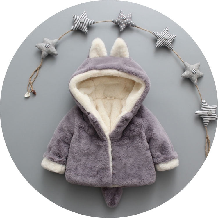 Toddler Girls Coat Winter Fashion Rabbit Thick Outwear 0-4 Years