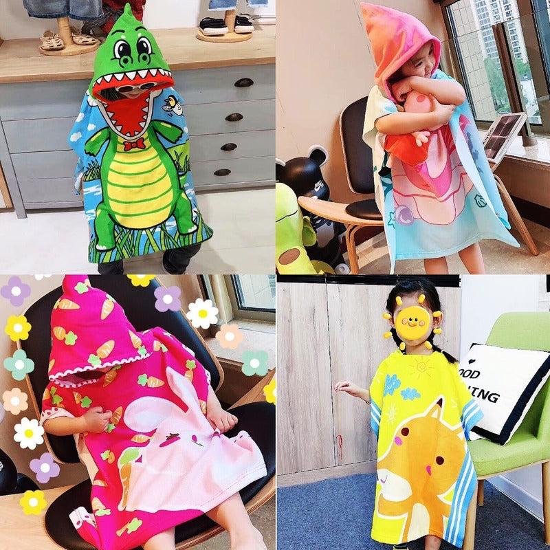 Kids Baby Poncho Towel Gym Sports Hooded Mermaid Baby Bathrobe Pajamas