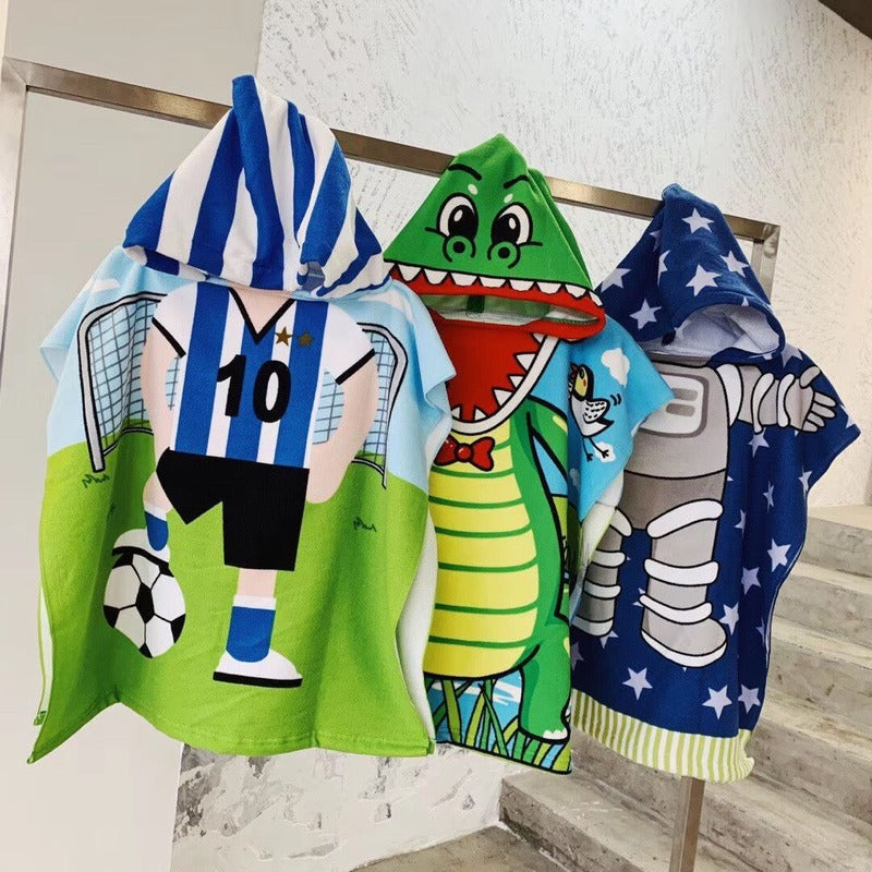 Kids Baby Poncho Towel Gym Sports Hooded Mermaid Baby Bathrobe Pajamas