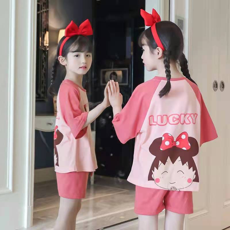Kid Boys Girls Home Suit Pajamas Summer Thin Pure Cotton Short Sleeve Pajamas