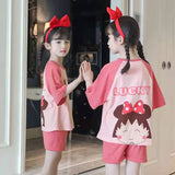 Kid Boys Girls Home Suit Pajamas Summer Thin Pure Cotton Short Sleeve Pajamas