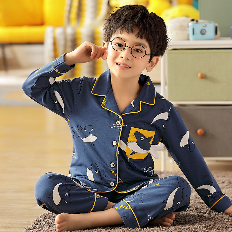 Kid Boy Home Suit Pure Cotton Long Sleeve Spring Pajamas