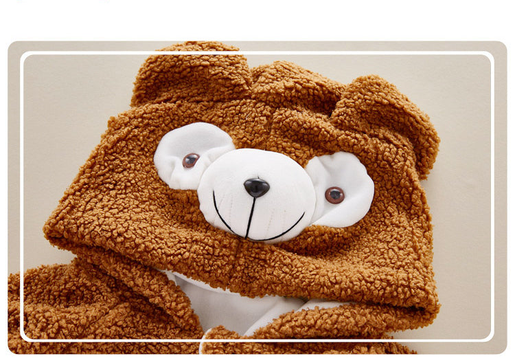 Baby Boy Warm Hazel Baby Onesie Plus Fleece Climbing Rompers